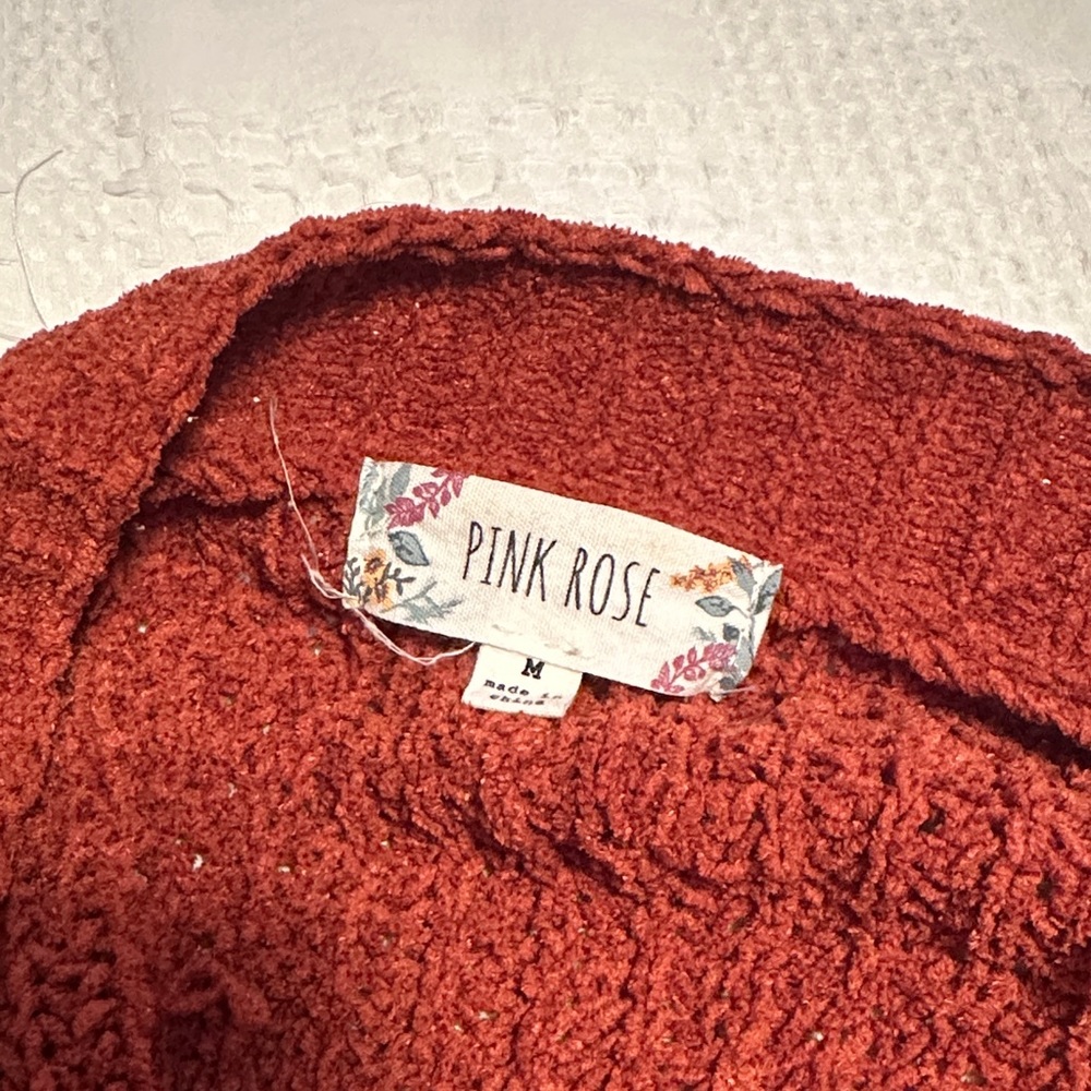Pink Rose Textured Rust Cardigan - Picture 2 of 4